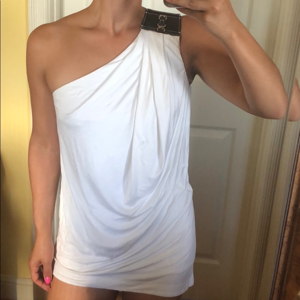 Kaufman Franco white top with leather detail